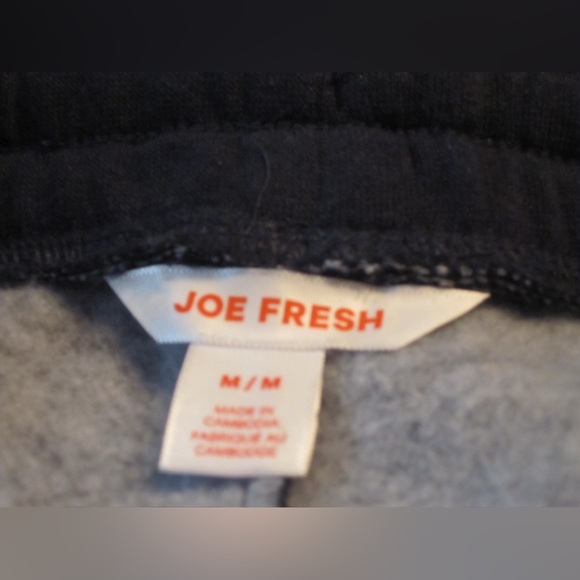 Joe Fresh fleece navy blue pant with 3 button detail at leg hems. Drawstring. - Picture 2 of 5